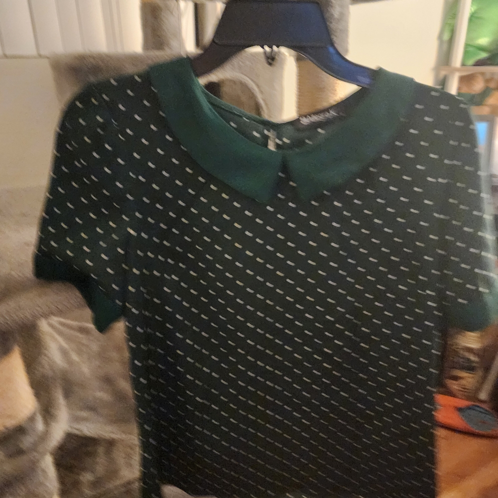 Allegra K Green Polka Dot Blouse